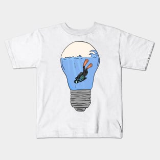 Scuba Diver in a lightbulb creative handdrawn Gift Kids T-Shirt